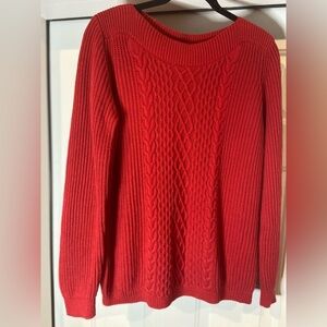 Tommy Hilfiger~Classic~Red~Cable Knit Design~Pullover~Sweater~Scoop Neck~Size L